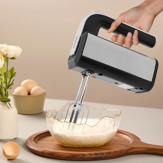 Elektrische Handmixer - Keukenmixer - Bakken en Mixen - 5 Snelheden 800W - 28.5 x 19 cm - Grijs Zwart — afbeelding 2