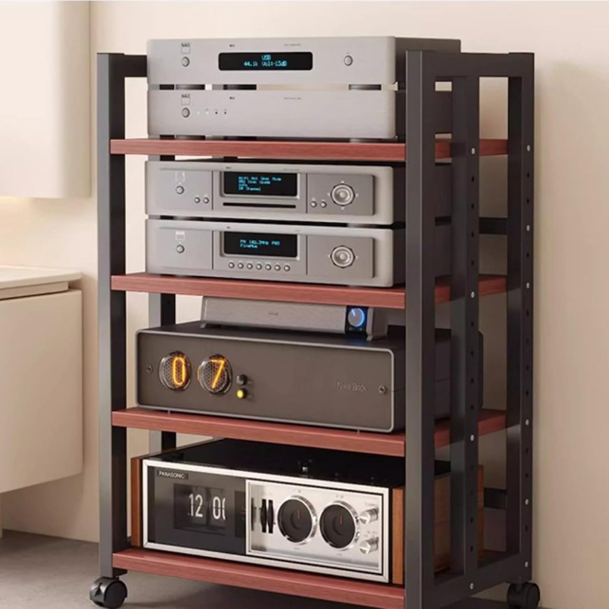Media Kast - Stereo Rek - Thuisbioscoop - Open Planken - 50x40x120cm - Bruin