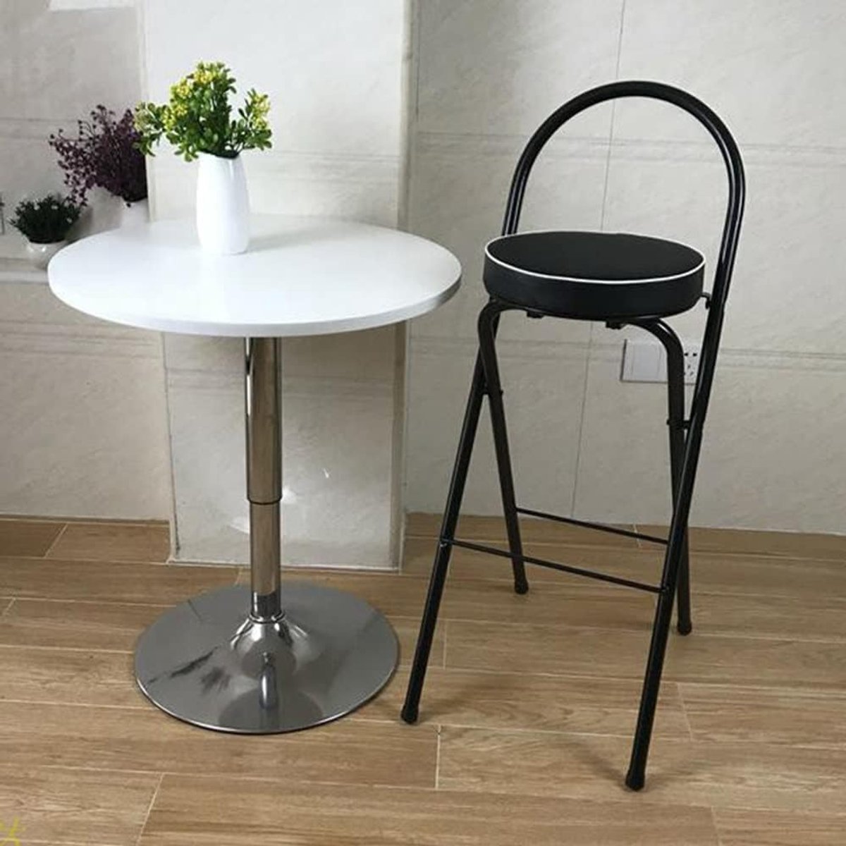 Barkruk Keuken - Opklapbare Stoel - Ontbijthoek - Zonder Installatie - 70cm Hoog - Zwart