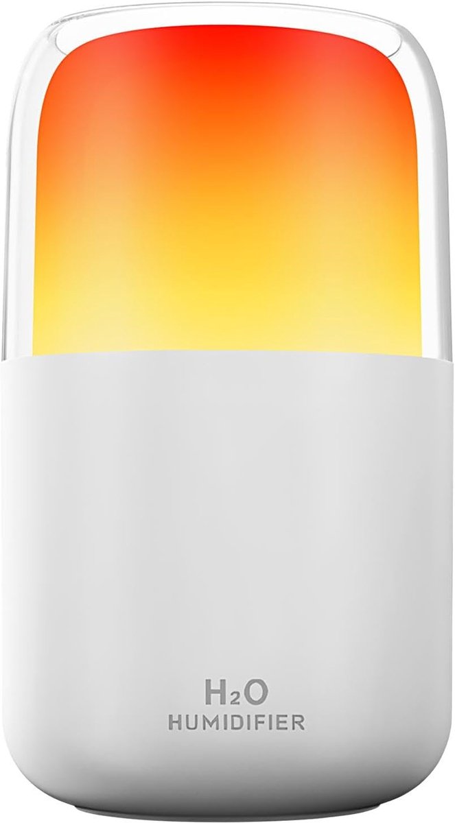 Vlam Luchtbevochtiger - Draagbare Verdamper - Slaapkamer Verfrisser - Dynamisch Vlamlicht - 280ml Tank - Wit