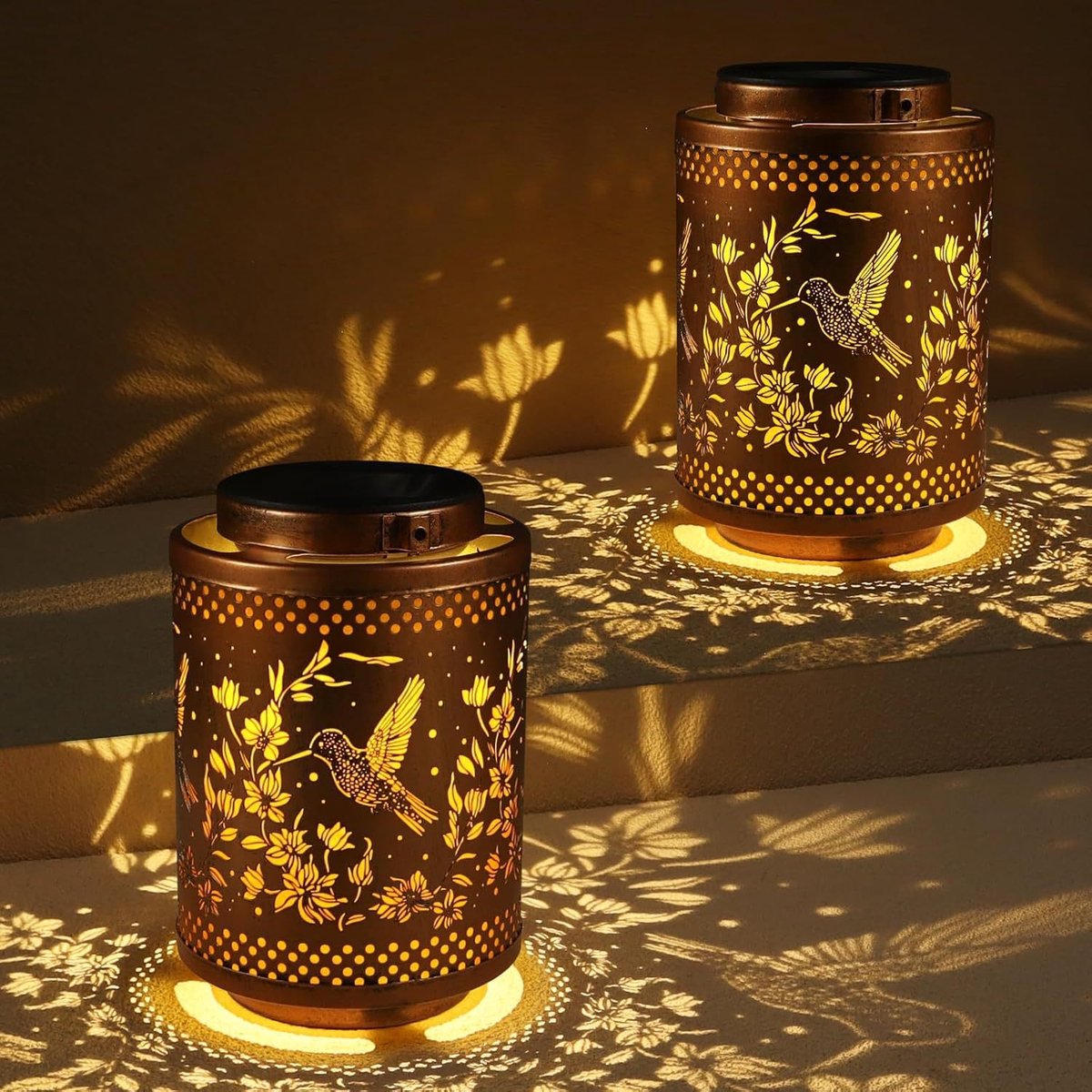 1 stuk -Metalen LED Sfeerverlichting voor Tuin, Patio, Portiek en Balkon Decoratie - Decoratieve lantaarns op zonne-energie - G-model zangerikgorteria