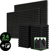 SoluHome® Akoestische Panelen - 24 Stuks - Inclusief Dubbelzijdige Stickers - 2,16 m² Oppervlakte - Zwart - 30x30x5cm - Geluidsisolatie - Pyramide Patroon - Akoestisch Wandpaneel - Wanddecoractie - Zelfklevend