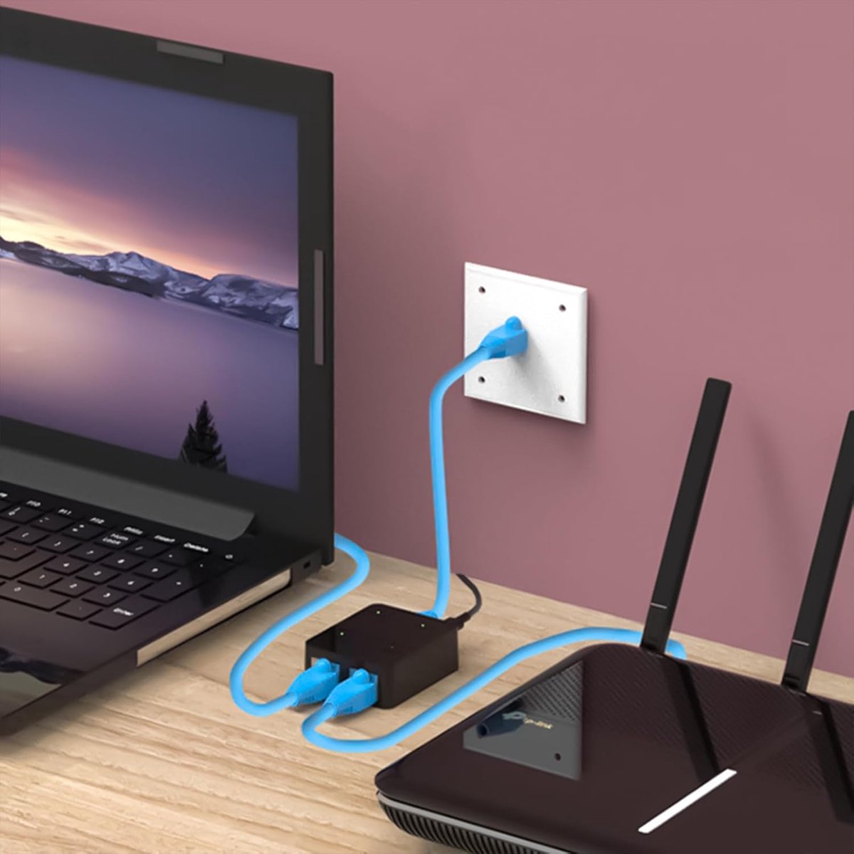 Ethernet Splitter - Internet Splitter - Twee Apparaten - Gigabit Snelheid - Compact Formaat - Wit of Zwart