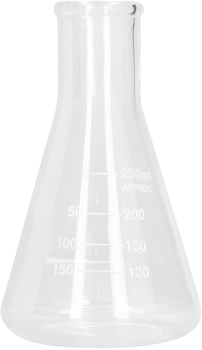 Erlenmeyer kolf 250 ml smalle mond chemie-experiment benodigdheden borosilicaatglas