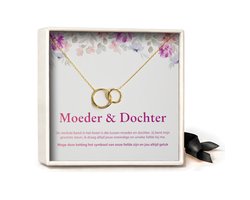 Pera Jewelry® - 925 sterling zilveren Twee Ringen ketting - Moeder&Dochter Wenskaart - Cadeau Voor Mama - Collier - Moederschap Cadeau - Zwangerschap Cadeau - Ketting Dames - Ketting met Hanger