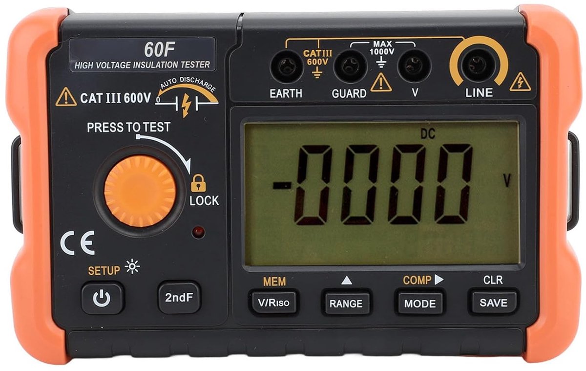 Isolatie Tester - Megohmmeter Meter - Elektrische Tests - Automatische Ontlading - 2500V 100 gΩ