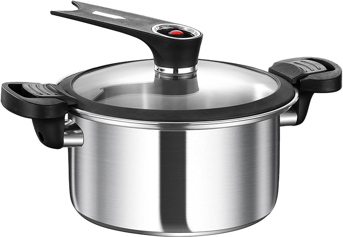 Draagbare Snelkookpan Keukenapparaat Snel Koken Roestvrij Staal 14.8 x 24.6 cm Zilver