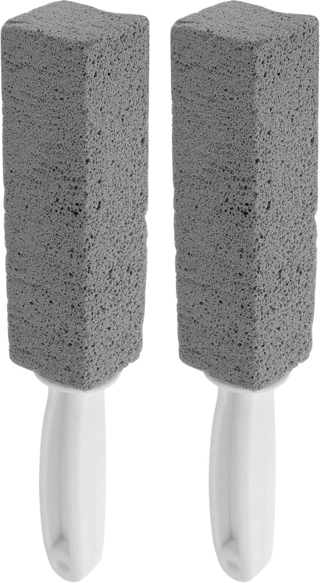 Puimsteen WC Set - Toilet Reiniger - Hardnekkige Vlekken - Met Handvat - 24 cm Lengte - Wit