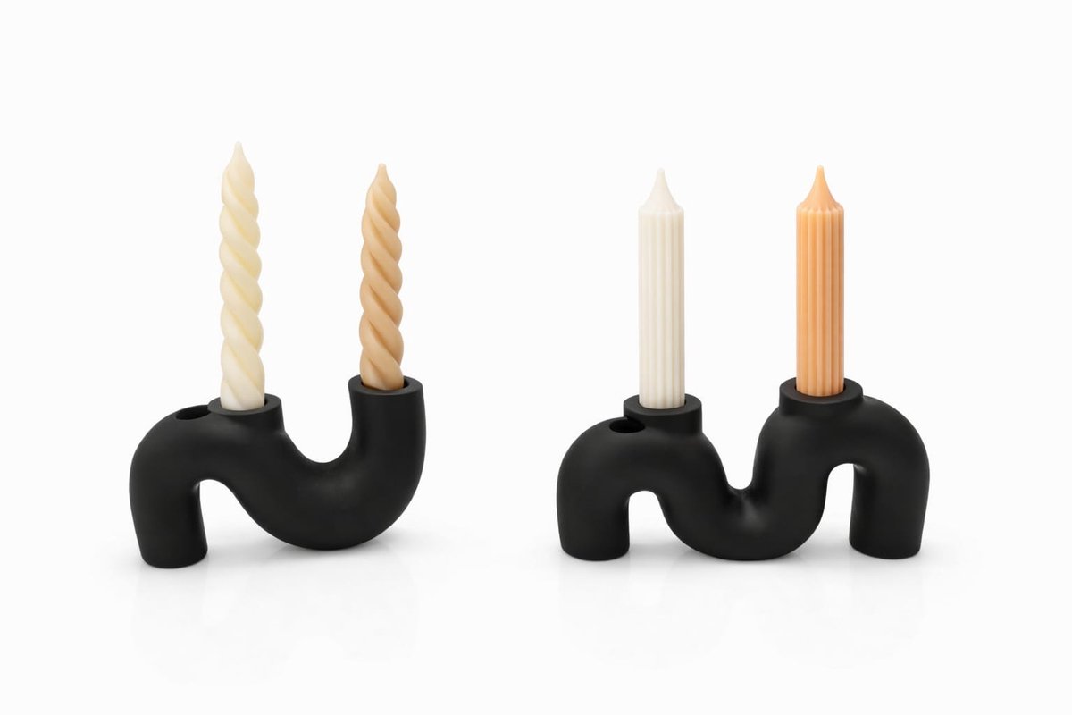 QORVANE Home - 2-delige zwarte kandelaar set - design kaarshouders