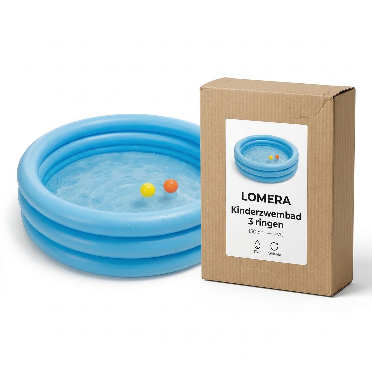 Lomera Opblaaszwembad - Kinderzwembad - Kinderbad - Opblaasbaar Zwembad - Opblaasbadje - Kinderbadje - Baby Zwembad - Baby Badje - Peuter Zwembad - Peuterbadje - 3 Ring Zwembad - Opblaaszwembad Rond — afbeelding 5