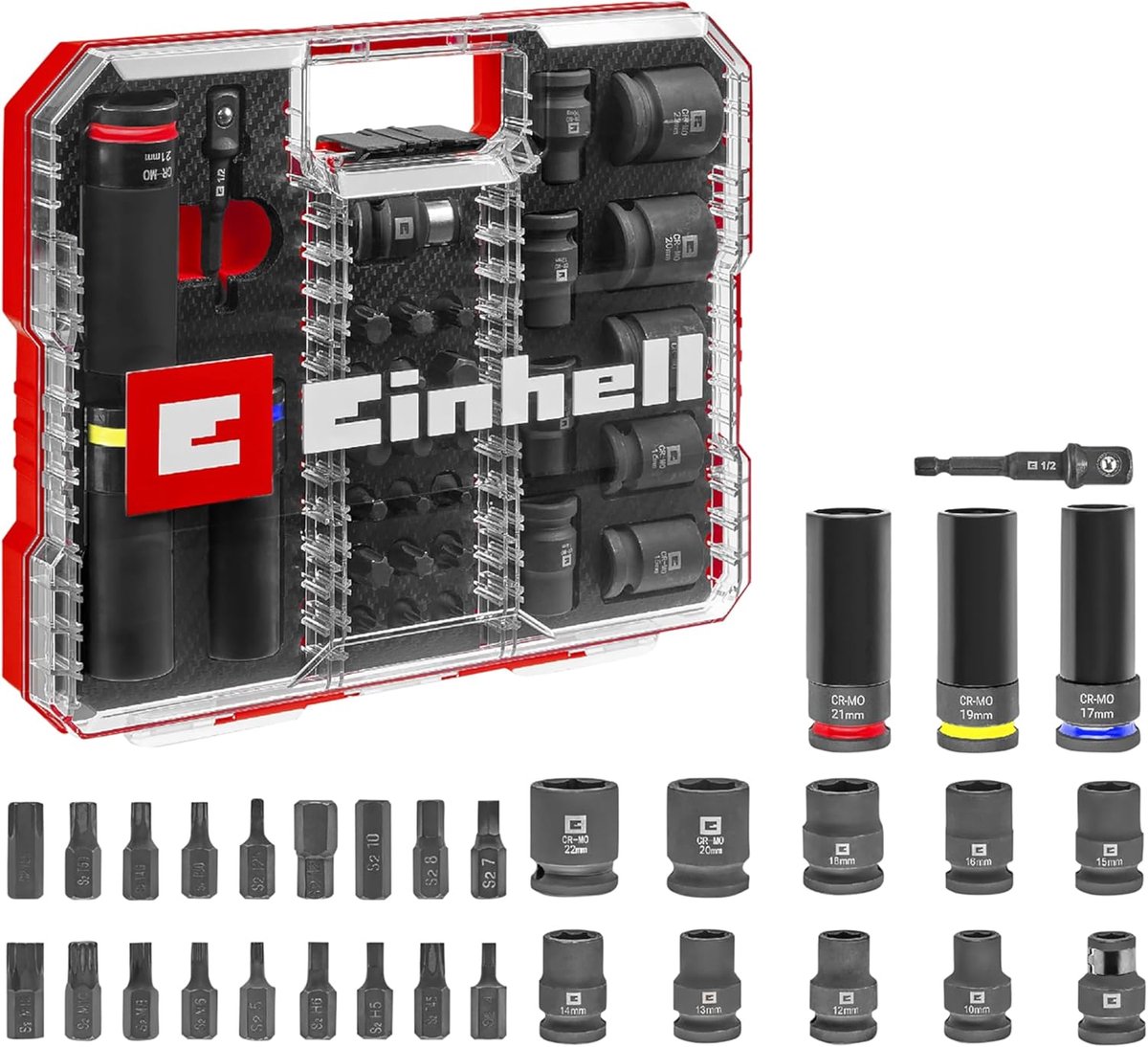 Doppenset Slagmoer - Bits & Doppen - Automotive Werkzaamheden - 32 Delig S2 & CrMo - XL Case - Zwart