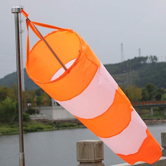 Windzak Nylon - Windmeter Sok - Luchtmeting Buiten - Ripstop Waterdicht - 1 Meter Lengte - Rood Wit — afbeelding 2