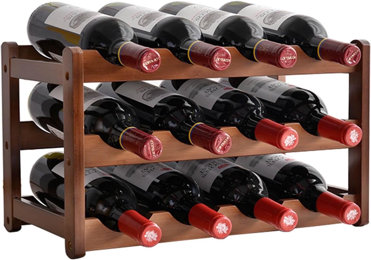 Stijlvol Houten Wijnrek voor 12 Flessen – Ruimtebesparende Display Plank