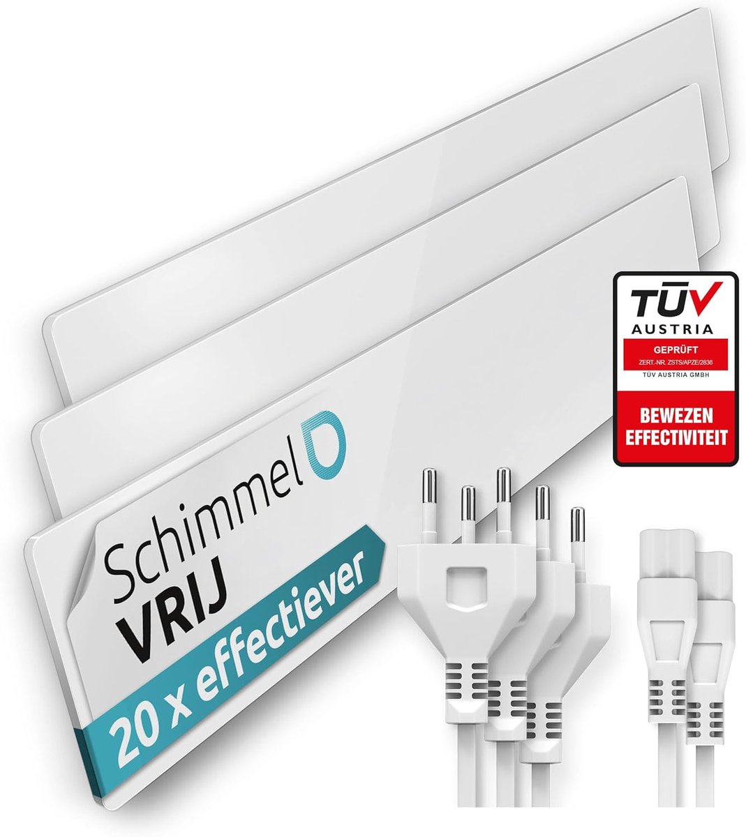 Schimmelvernietiger - Muurverwarming - Schimmelbestrijding - Chemischvrij - 52 cm - Wit