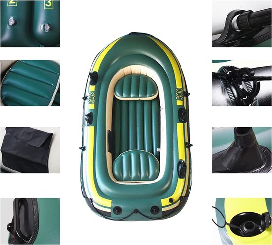 Opblaasbare Roeiboot - Visboot Vlot - Watersport Ontspanning - Drie Persoons Capaciteit - 150 kg Belasting - Groen — afbeelding 5