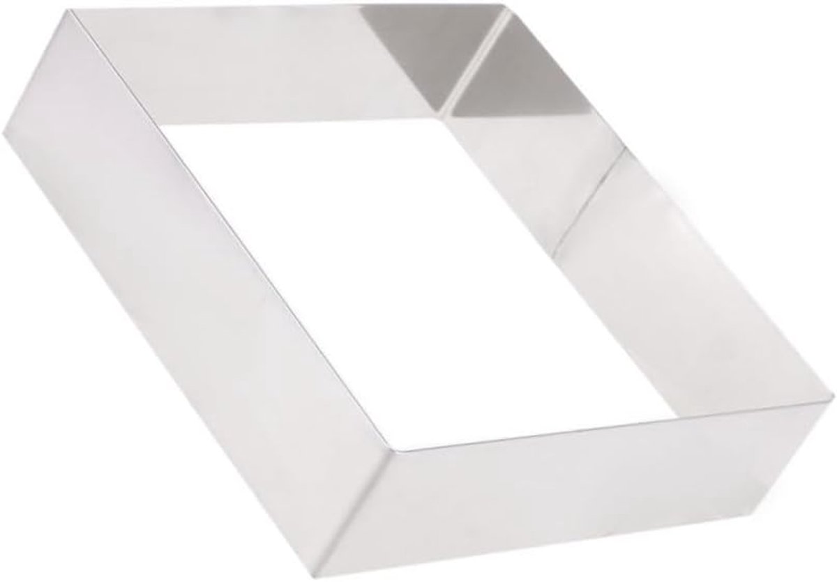 Vierkante Bakvorm - Mousse Ring - Desserts Maken - Roestvrij Staal - 18.5x18.5x5cm - Zilver
