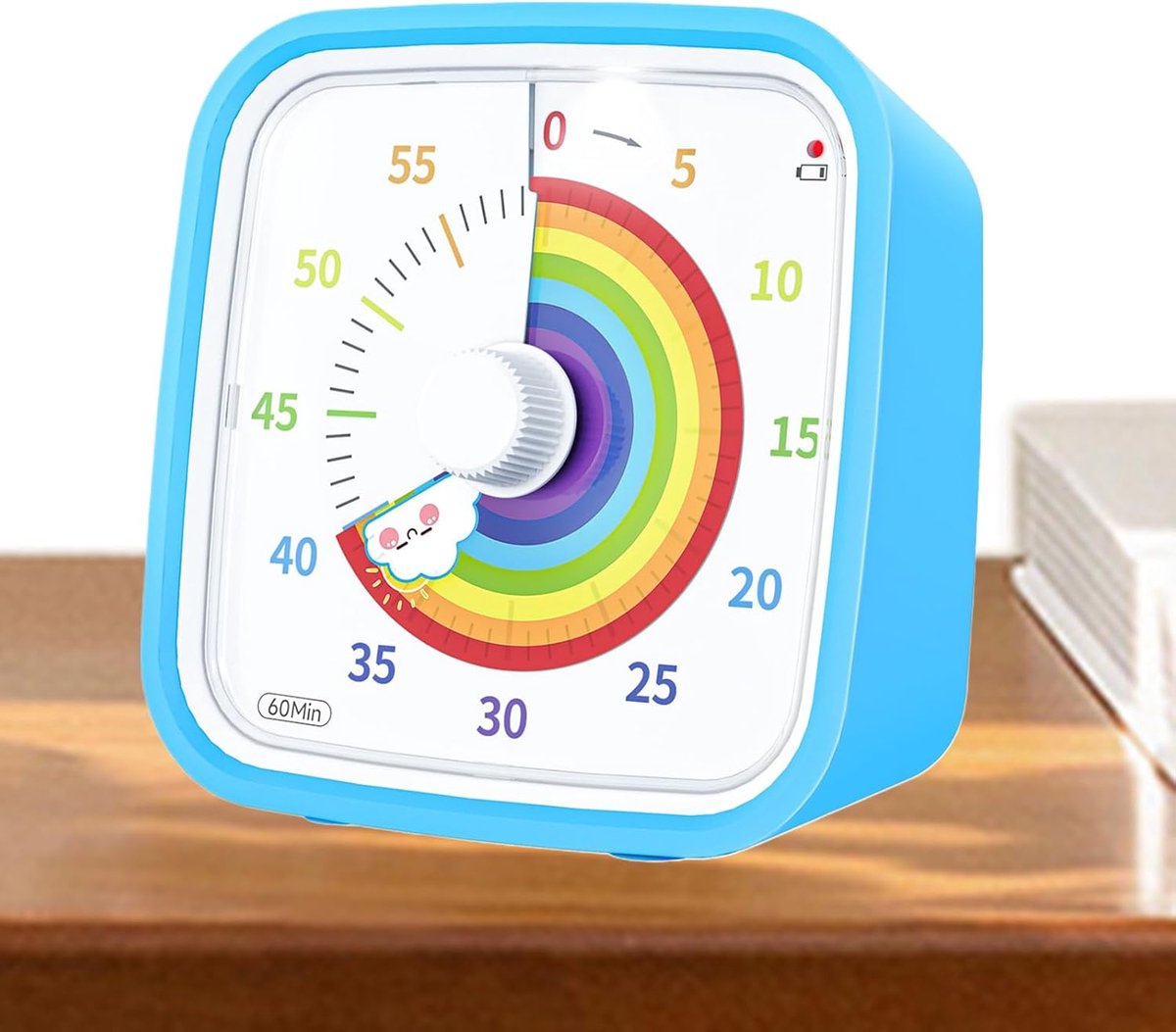 Visuele Timer - Aftelklok - Tijdbeheer - Stille Werking - 10cm Diameter - Regenboog