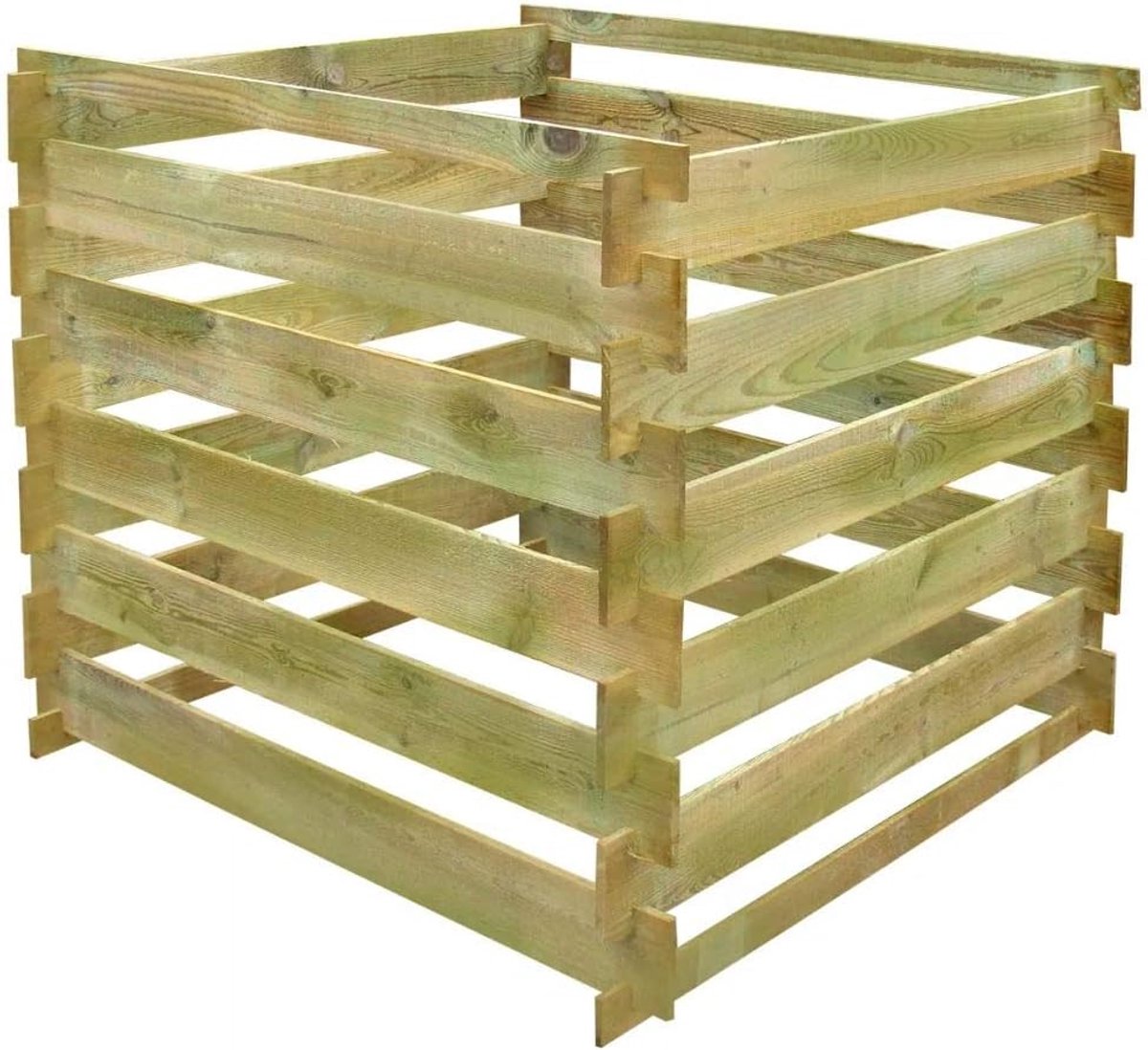 Compostbak Hout - Tuinbak Composteren - Afval Verwerken - Geïmpregneerd Grenenhout - 90x90x85 cm - Groen
