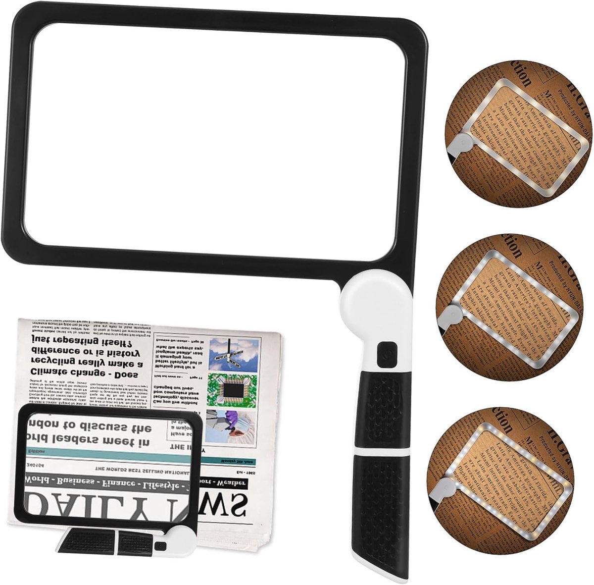 Opvouwbare Leesloep - Vergrootglas Met Licht - Boeken Lezen - Grote Acryl Lens - 30x13.5cm - Zwart