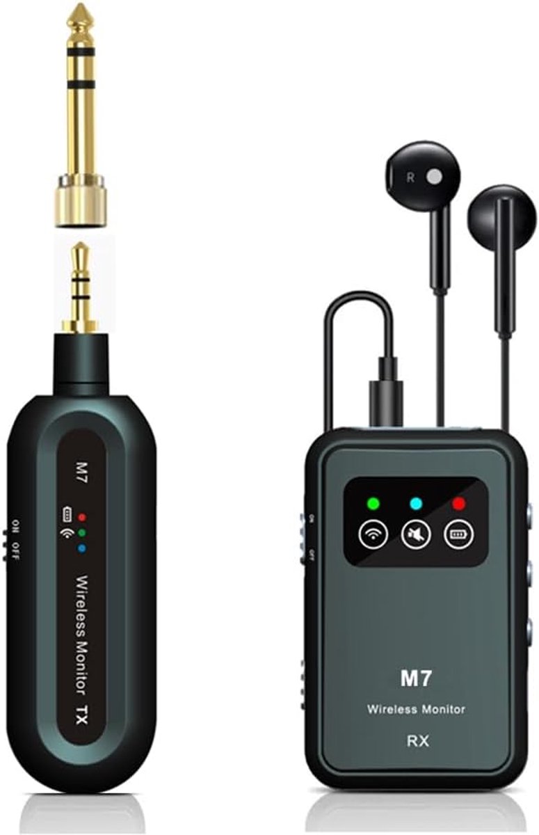 Draadloos Monitorsysteem - In-Ear Systeem - Live Muziek Optredens - Verliesvrije Digitale Transmissie - 30 Meter Bereik - Zwart