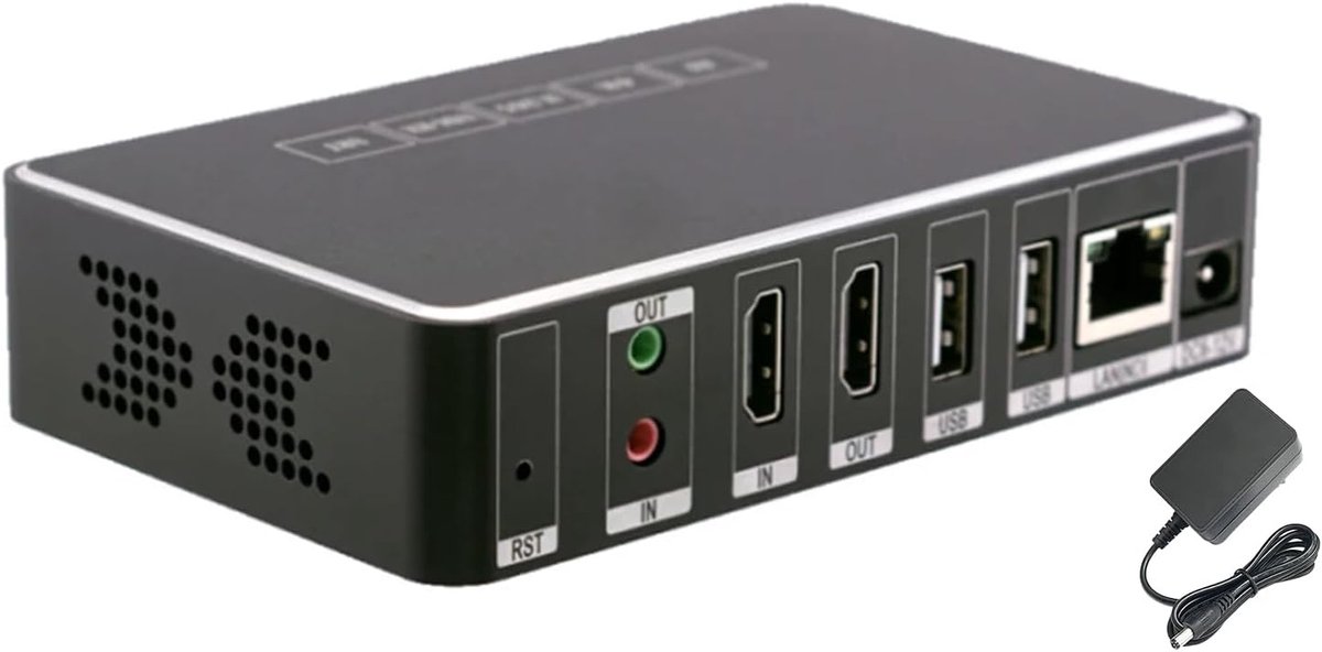 HDMI Encoder Decoder - Live Streaming Apparaat - 4K Videoconversie - Ondersteunt SRT NDI - 20x15x5cm - Zwart