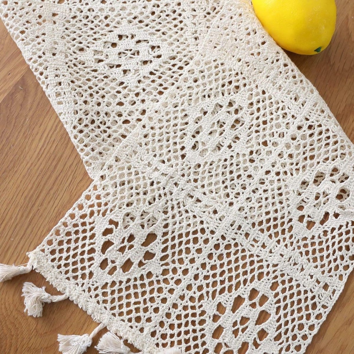 Tafelloper Decor - Tafelkleed Rand - Eettafel Aankleden - Holle Bloem Design - 24 x 200 cm - Wit
