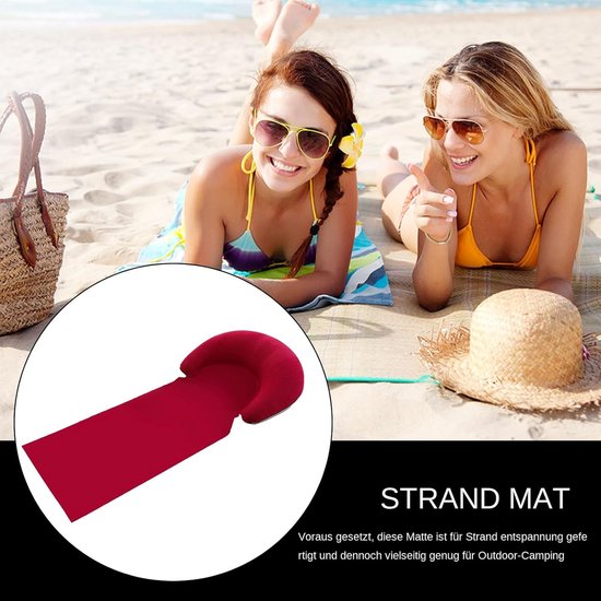 Opblaasbare Strandmat - Ligkussen - Ontspannen aan zee - Zandafstotend materiaal - 160 x 70 cm - Rood — afbeelding 3