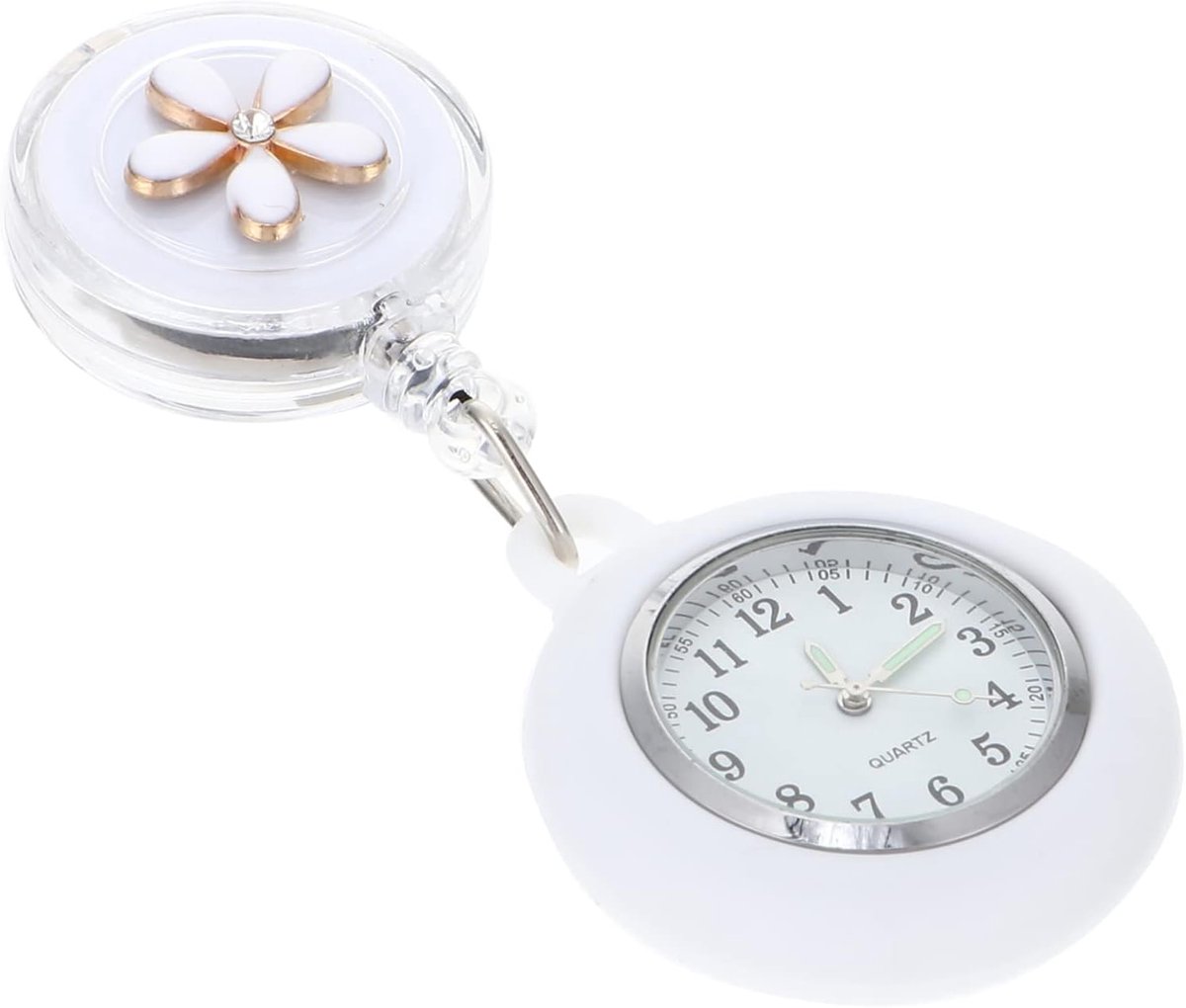 Zakhorloge Clips - Verpleegkundige Horloges - Nauwkeurig Tijdwaarneming - Veilige Clip Bevestiging - 10 x 4.2 cm - Wit