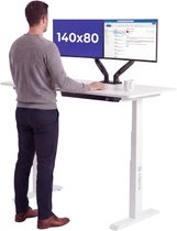 Stane Zit Sta Bureau Elektrisch Verstelbaar - 4 Geheugen Standen - Incl. Kabelgoot - 140 x 80 cm - Wit