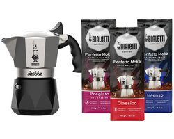 Bialetti New Brikka - 170ml - 4 kops + Bialetti Koffie Proefpakket - 3 x 250 gram