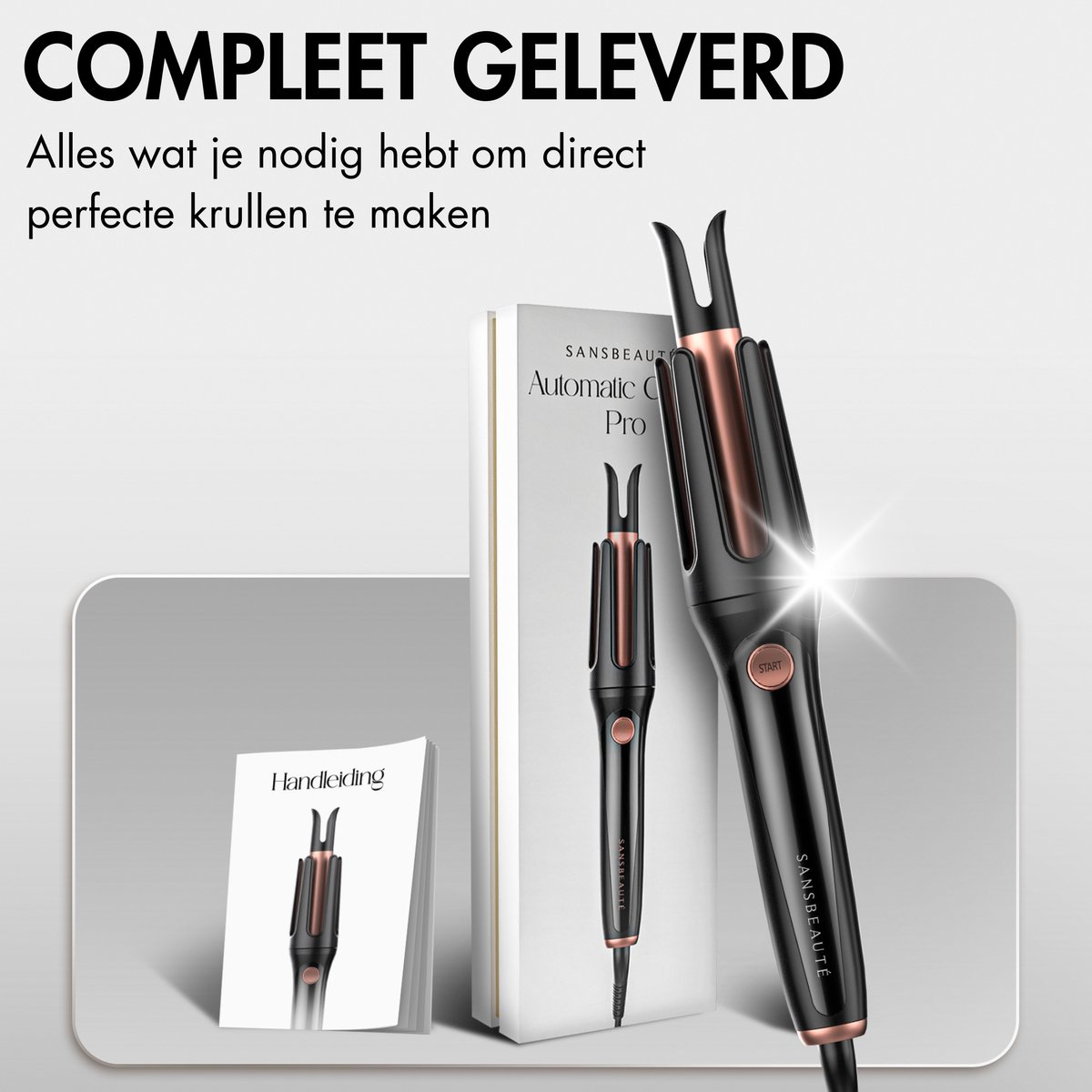 Sansbeauté Automatische Krultang - Keramische Haarkruller - Haarkrultang - Hair Curler - Haarstyler - Wavy Hair - Curling Iron - Krulborstel Roterend - Golvenkrultang - Wave Krultang thumbnail 5