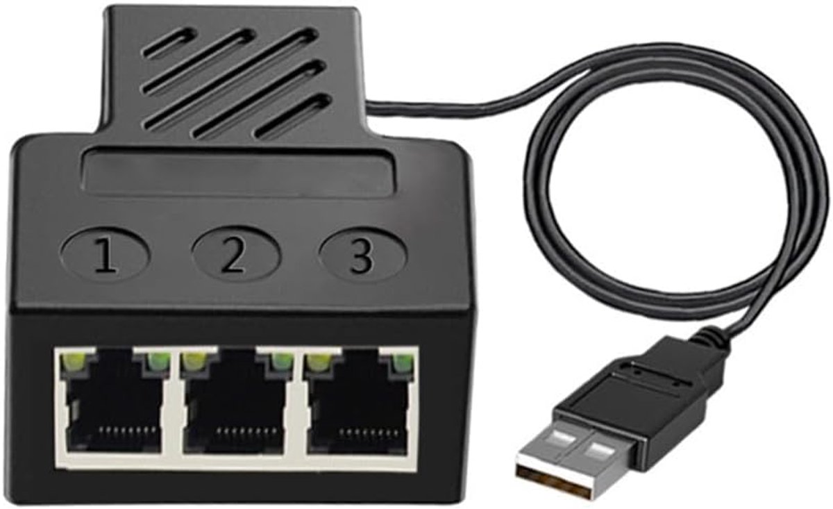 Netwerk Kabel Splitter - RJ45 Adapter - Meerdere Apparaten - Stabiele Verbinding - 0.8m Lengte - Zwart