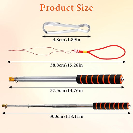 Telescopische Vlaggenstok - Uittrekbare Pointer - Lesgeven Rondleidingen - Roestvrij Staal Constructie - 3 Meter Lengte - Rood — afbeelding 5