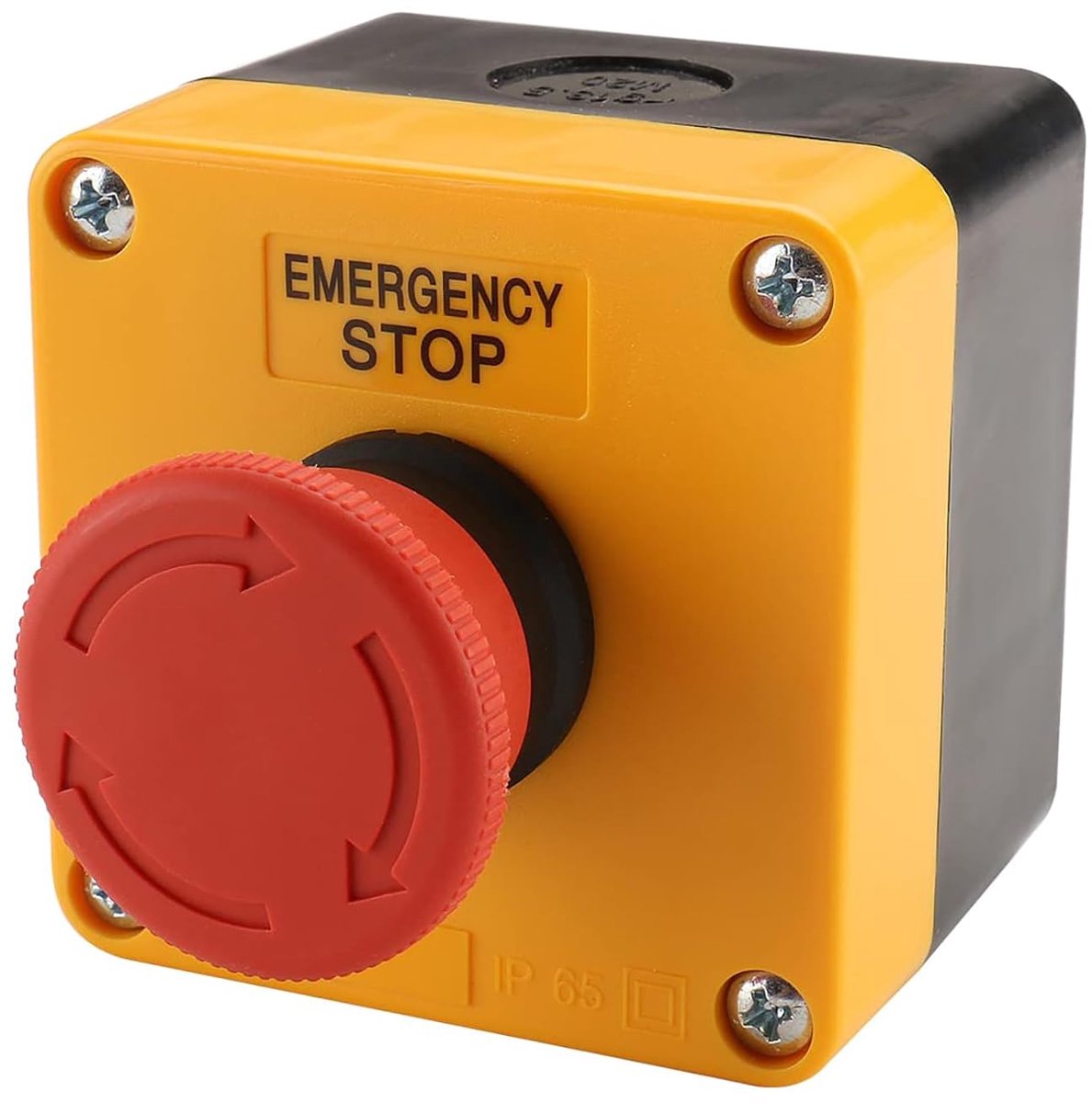 Noodstop Drukknop - Schakelaar met Doos - Veiligheid Machines - IP65 Waterdicht - 22mm Montage - Rood Geel Zwart