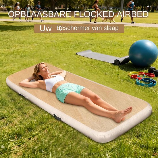 Opblaasbare Matras - Luchtbed Slaapmat - Kamperen Reizen - Extreme Temperatuurtolerantie - 200x65x15cm - Houtnerf — afbeelding 4
