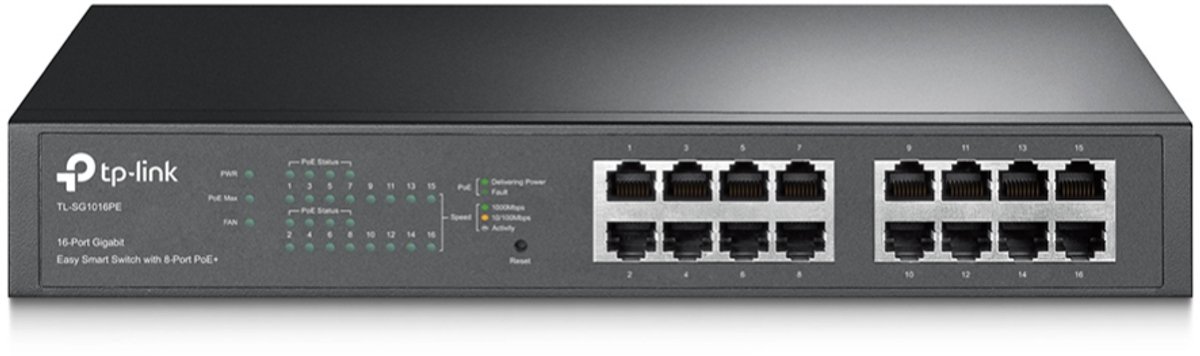 TP-Link TL-SG1016PE netwerk-switch Managed L2 Gigabit Ethernet (10/100/1000) Power over Ethernet (PoE) Zwart