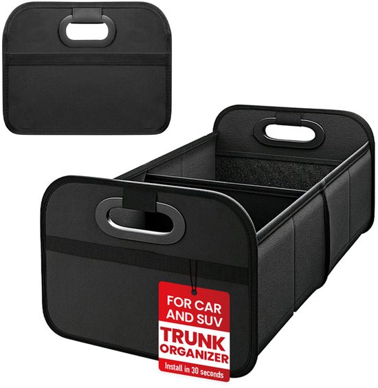GOODEVN Kofferbak Organizer 30L - 2 Vakken Opbergbox van Waterdicht 600D Oxford - Inklapbaar & Antislip - Voor Auto, SUV & Reis - Zwart
