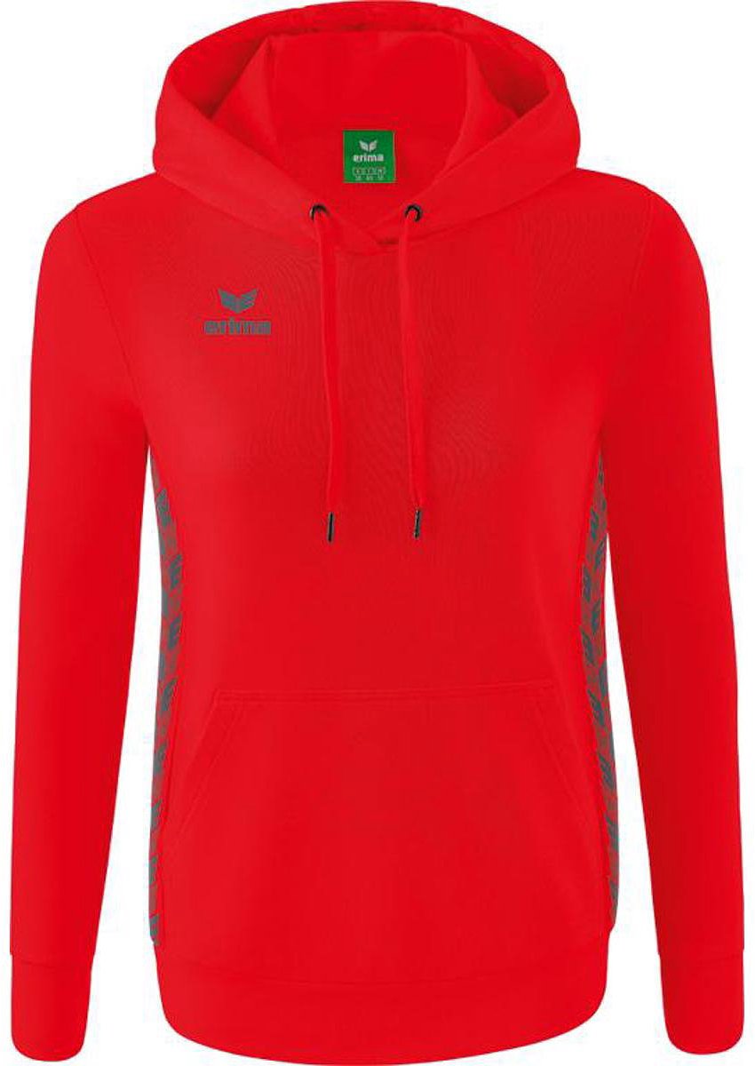 Erima Essential Team Sweatshirt Met Capuchon Dames - Rood / Slate Grey | Maat: 42