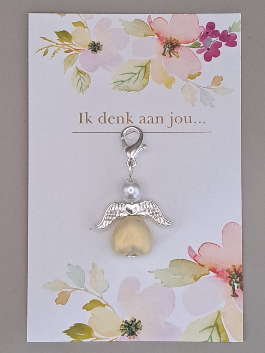 Engel - Geluksengeltjes - Geluksengel -Engeltje - Gelukspoppetje - Engeltje - Beschermengel - Ik denk aan jou kaartje - Cadeautje - Engelhanger - Wenskaartje