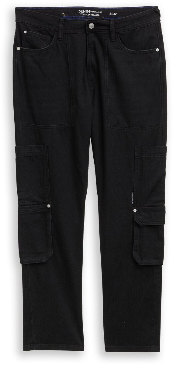 Tom Tailor Denim - TTWAYLEN RELAXED cargo jeans - Maat 31/34 - dark stone black black denim