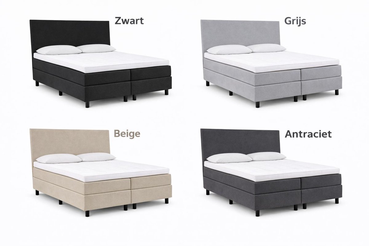 Boxspring Ayla Royal - 160x220 Compleet - Grijs Glad - Ayla Matrassen - 2 persoons