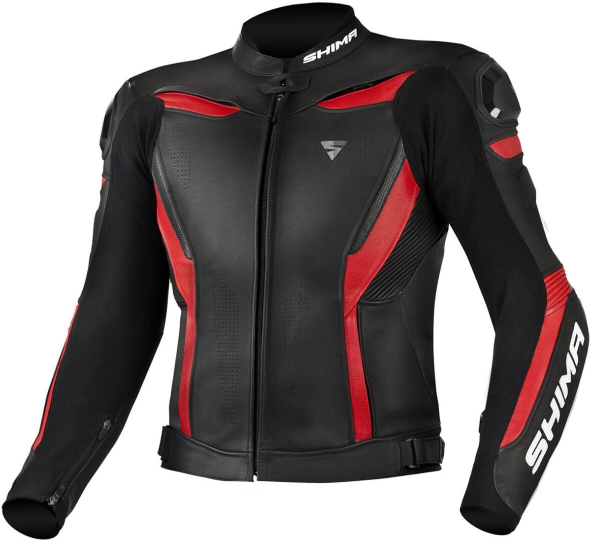 SHIMA Chase Zwart Rood Leren Motorjas - Jas