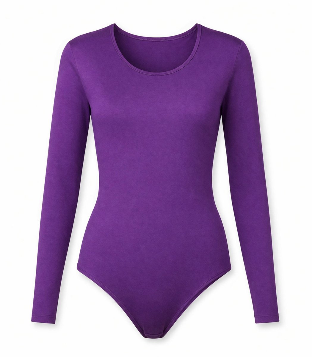 J&C Dames katoenen body met lange mouw Paars - maat M