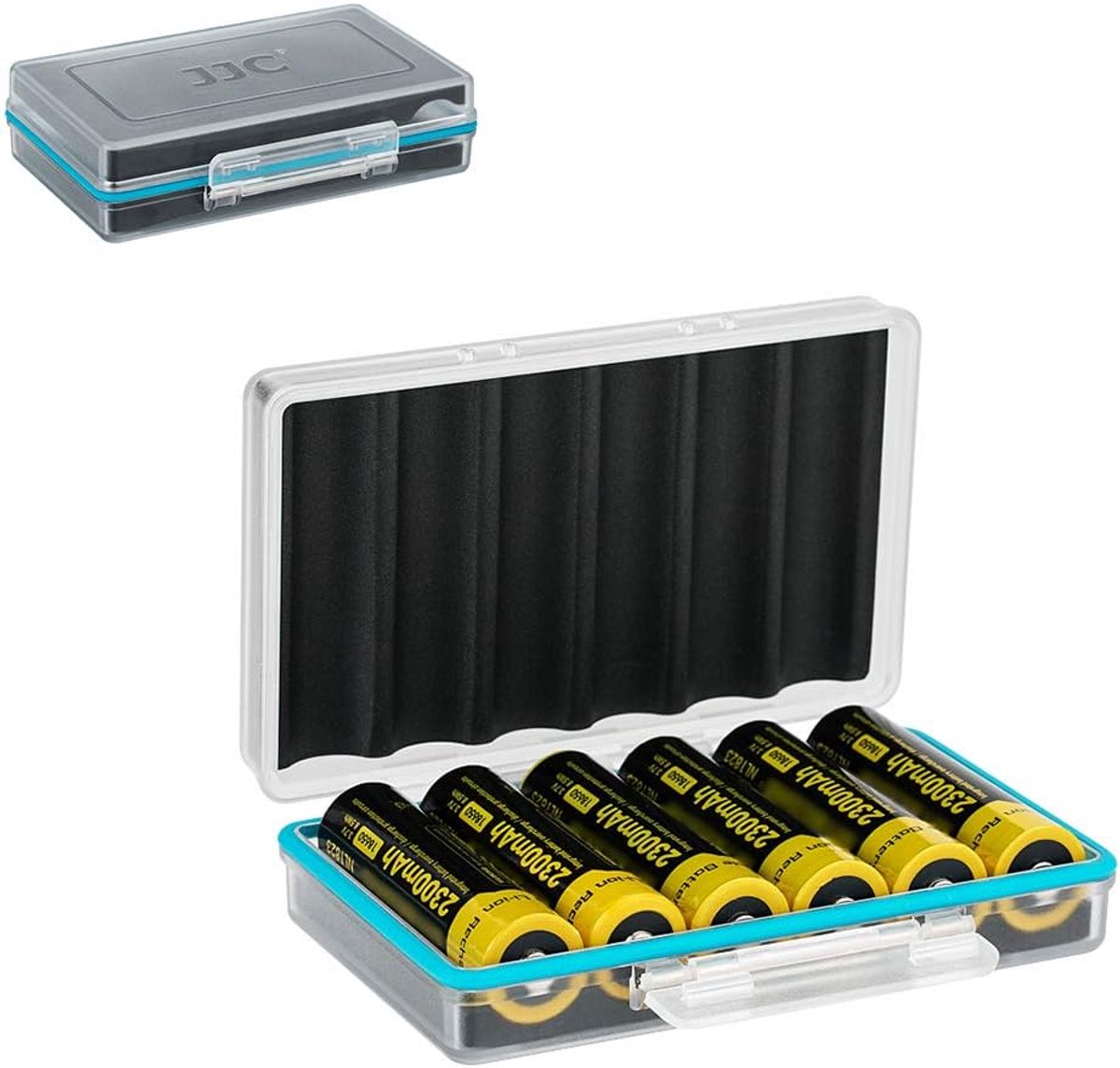 Batterij Opbergdoos - Accu Houder - Veilig Opbergen - Harde Beschermende Schaal - 12.6x8.8x3.1cm - Zwart