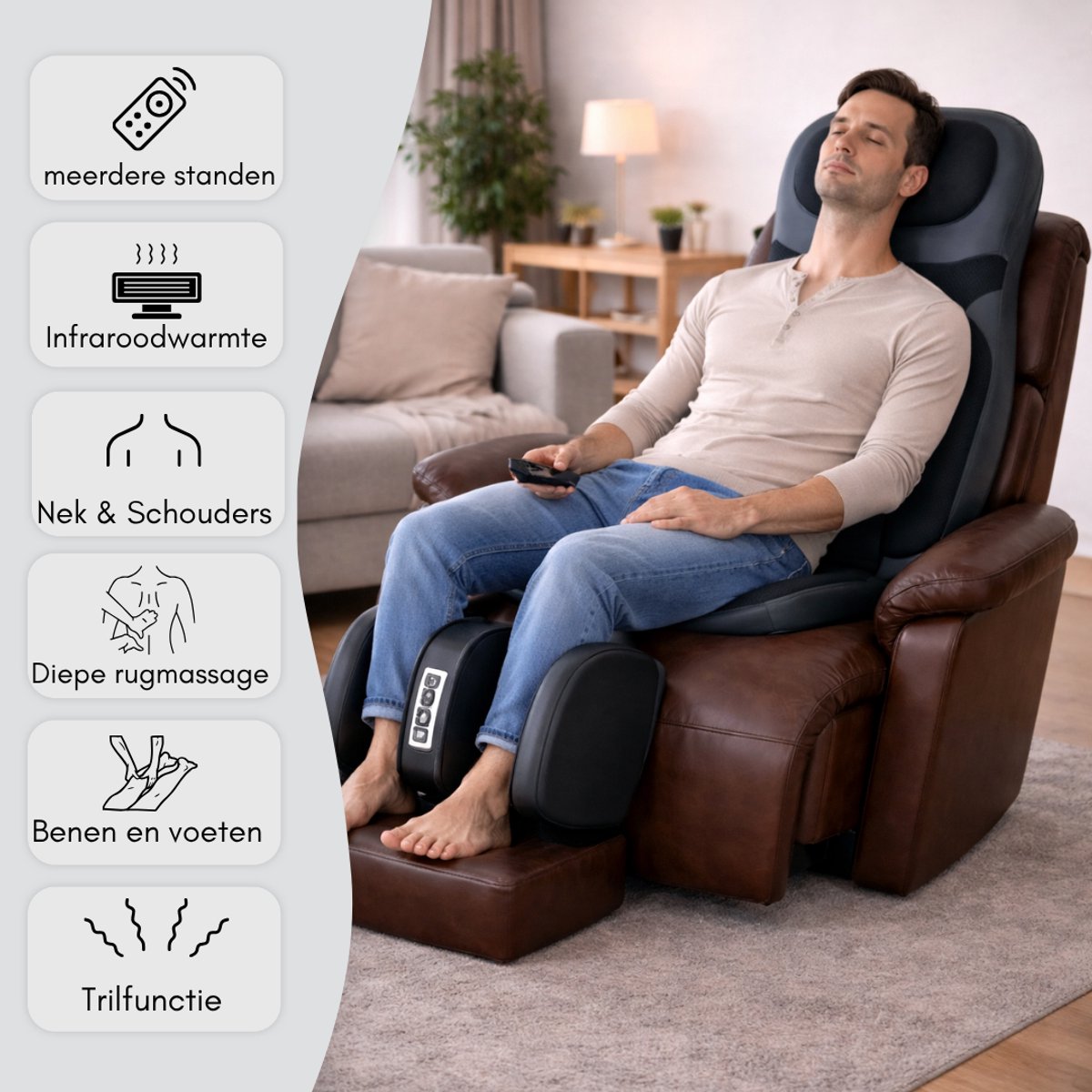 Caryota Shiatsu Massagestoel - Massage Apparaat - afbeelding 2