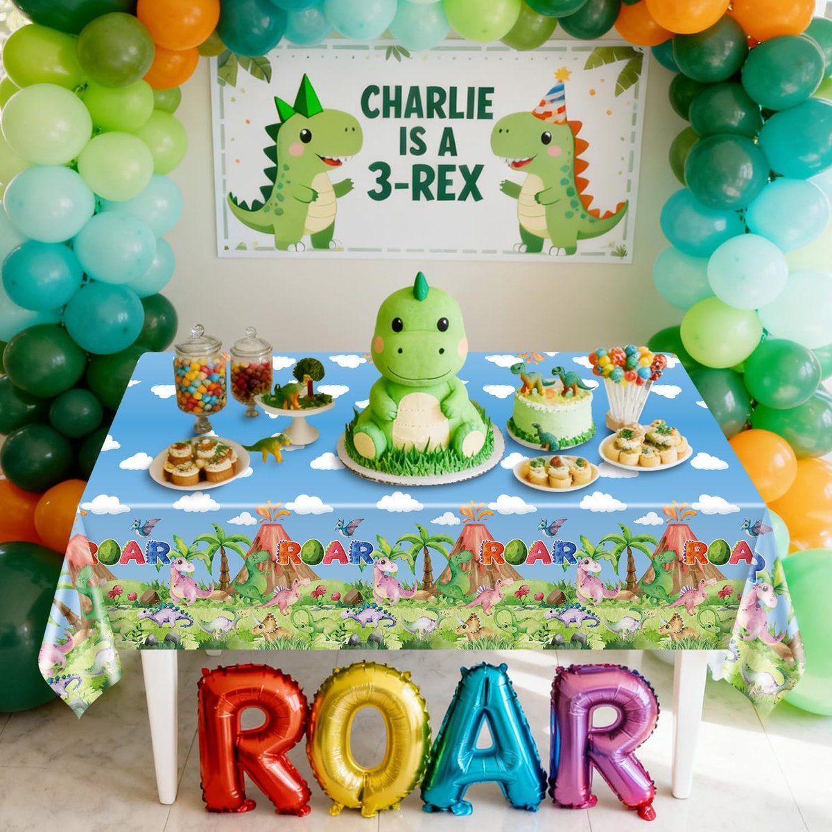 Dinosaurus Tafelkleden - Feestdecoratie - Kinderfeestjes - Set van 4 - 130x220cm