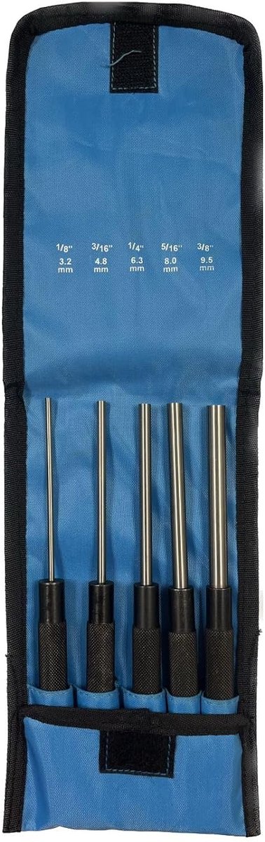 Pin Punch Set - Slagpennen Set - Precisie Werk - Extra Lange Maten - 8 Inch Lengte - Zwart