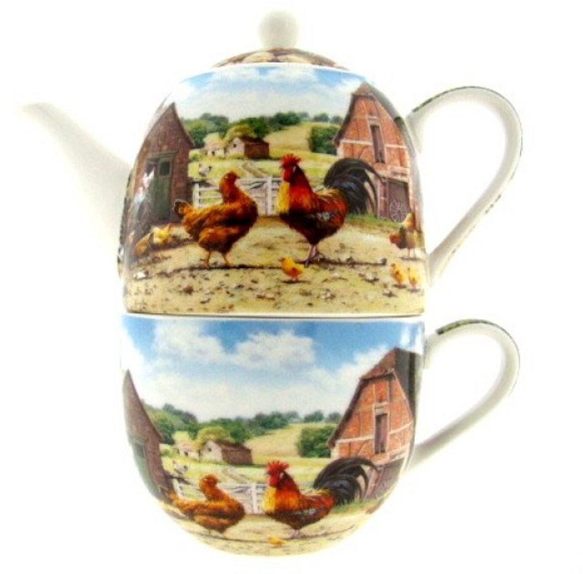 Lesser & Pavey tea for one set haan en hen 350 ml porselein