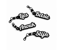 Sleutelhanger met naam - Kleur Zwart - Lobster Font - Script - Gepersonaliseerd cadeau