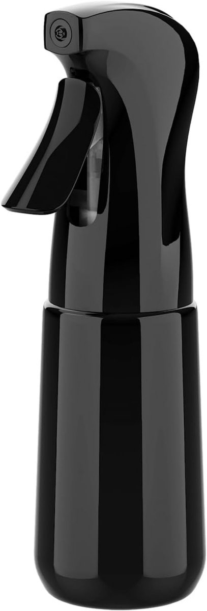 200 ml Sprayflacon – Herbruikbare fijne verstuiver – Alcoholverstuiver voor reiniging – Geschikt voor haar, gezicht, planten en persoonlijke verzorging – Zwart – 6 x 6 x 20,5 cm
